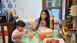 Indian kids eating healthy food
