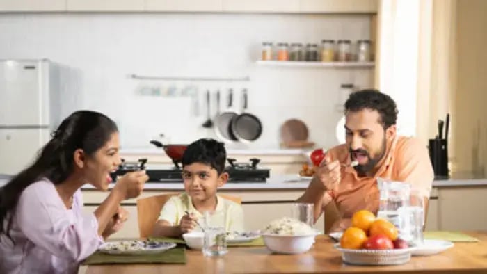 Indian Kids Eating Healthy Food