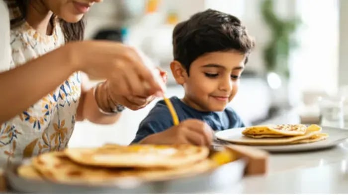 Indian Kids Eating Healthy Food