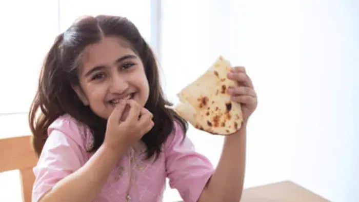 Indian Kids Eating Healthy Food