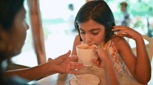 Indian Kids Drinking Hot Chocolate