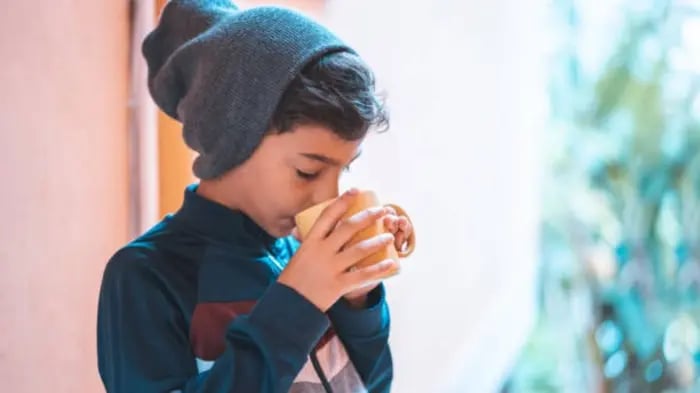 Indian Kids Drinking Hot Chocolate