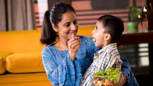 Indian kids eating