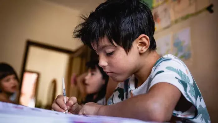 Indian kids taking exams