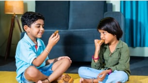 Indian kids eating