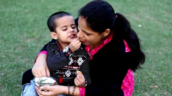 Indian Kid Eating