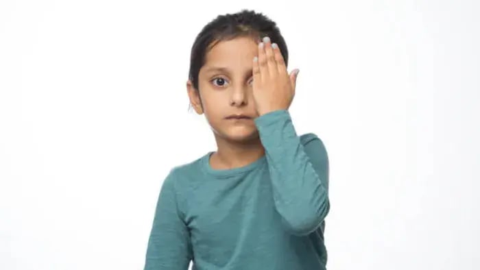 Indian Kid Doing Eye Exercise
