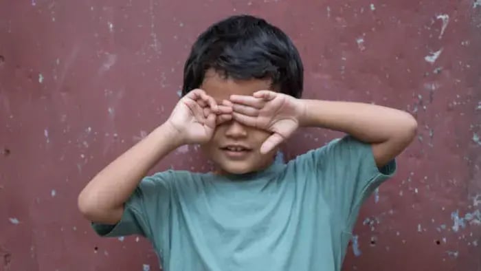 Indian Kid Doing Eye Exercise