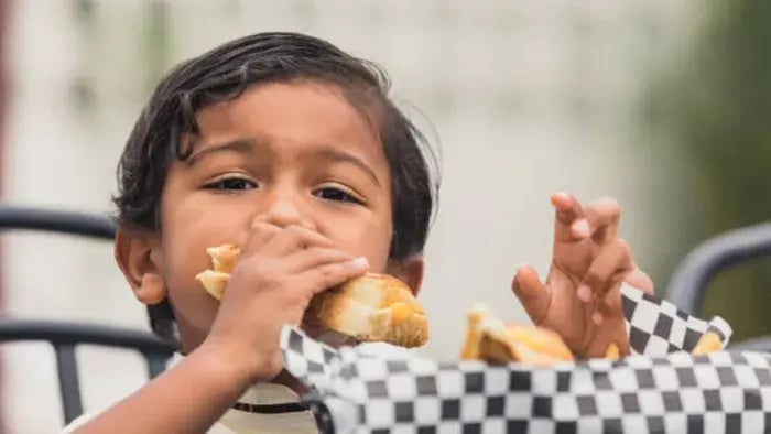 Indian kids eating healthy food