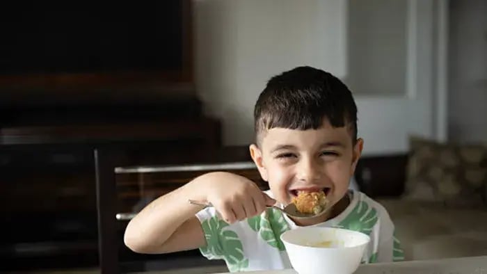 Indian kids eating healthy food