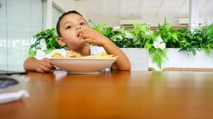 Indian kids eating healthy food
