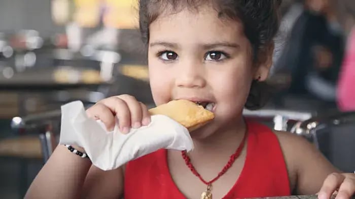 Indian kids eating healthy food