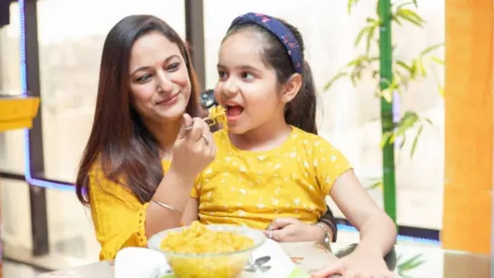 Indian kid eating