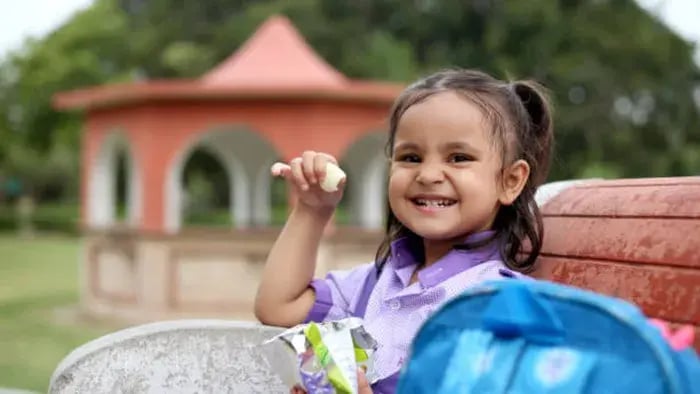 Indian kid eating