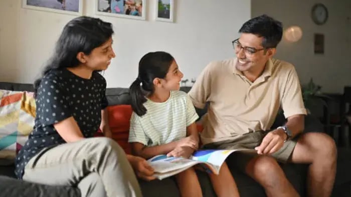 Indian kids and parents working on speech