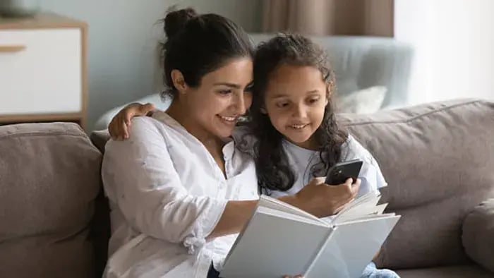 Indian kids and parents working on speech