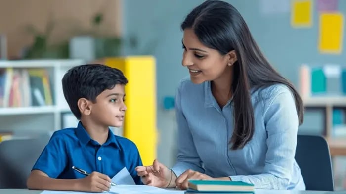 A Young Boy Narrating Rhyme To An Adult