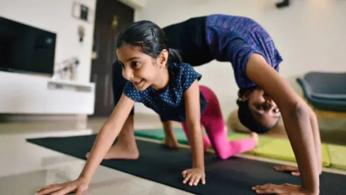 Indian kids doing yoga