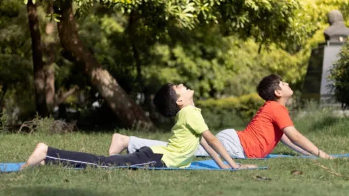 Indian kids doing yoga