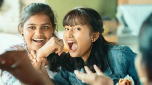 Indian kids eating