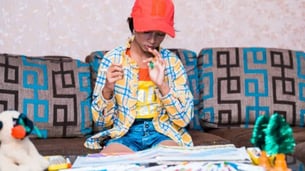 Indian Kids Doing Art And Craft