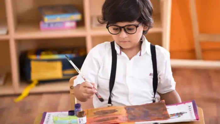 Indian Kids Doing Art And Craft