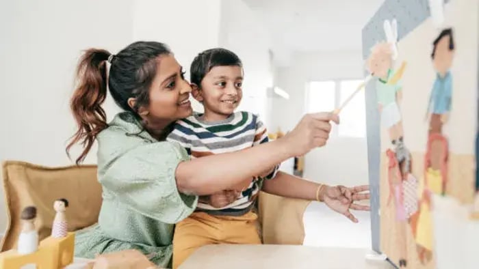 Indian Kids Doing Art And Craft
