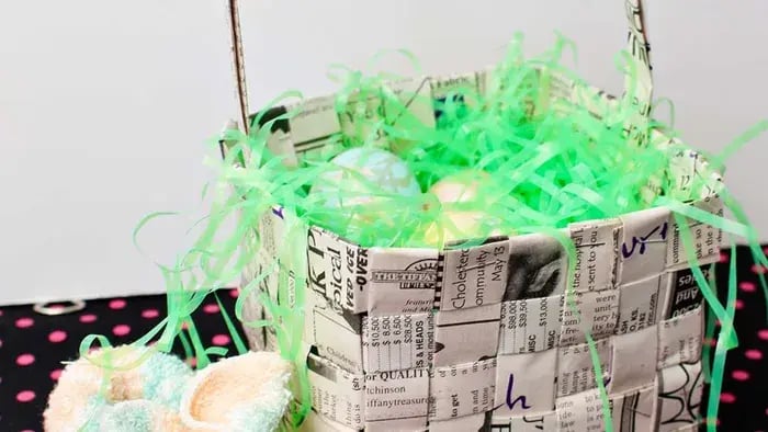 Paper basket with flowers