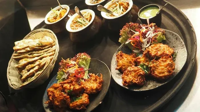 indian food served on a table