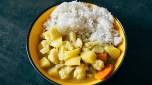 rice and sabzi on a plate