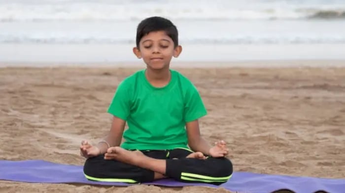 Indian kids doing yoga