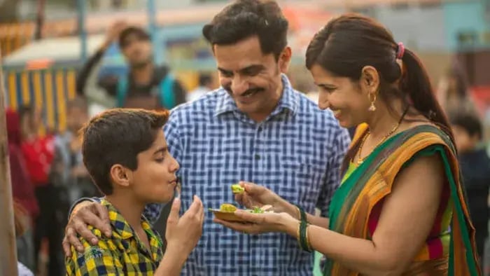 Indian kid eating
