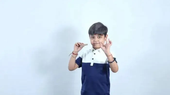 Indian kid eating