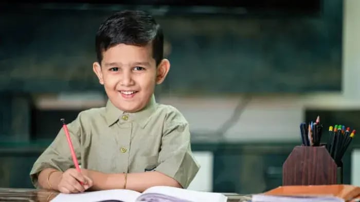 Indian Kid Doing Writing Exercise