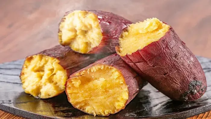 Boiled sweet potato pieces