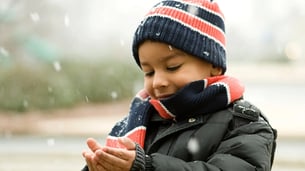 Kids with winter clothes