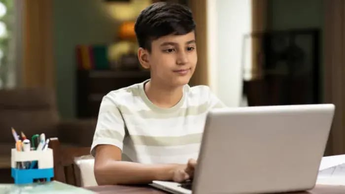 Indian Kids On Laptop