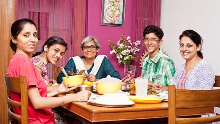Indian kids eating heathy foods