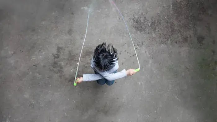 Indian Kid Doing Skipping Exercises