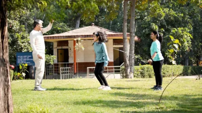 Indian Kid Doing Skipping Exercises