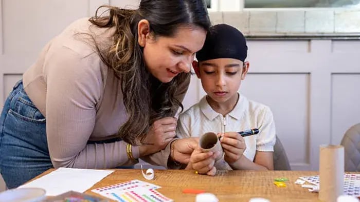 Indian Kid Doing Art And Craft