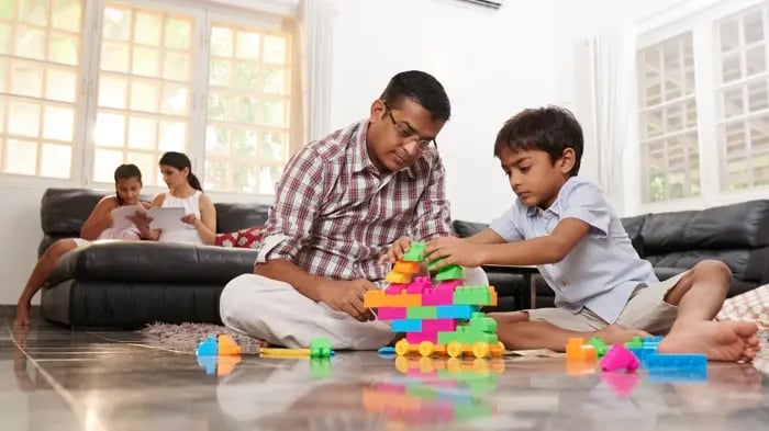 family playing with parents