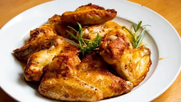 Cooked chicken served on a plate