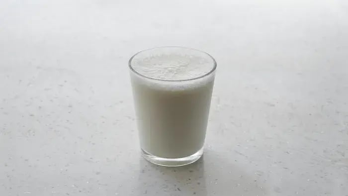 Glass of milk on a table