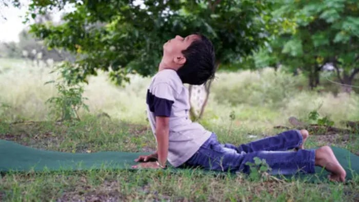 Indian Kids Doing Stretching