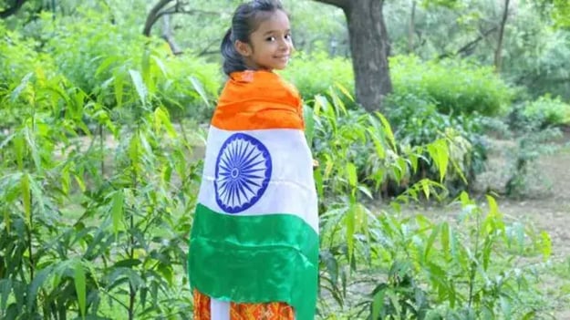 Indian Kid with Flag