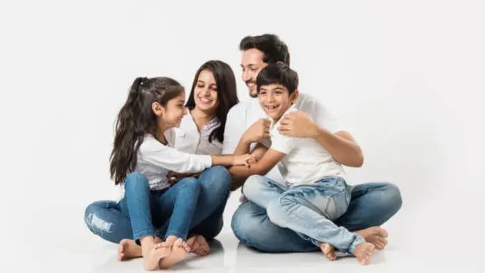Indian kids with parents