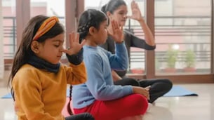 Indian Kid Doing Relaxation Exercises