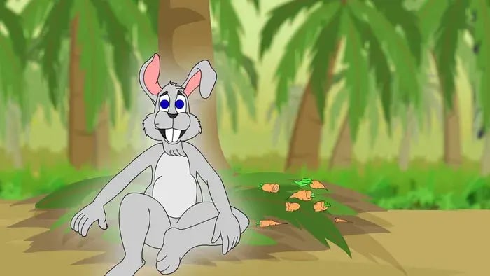 Rabbit sitting under a tree