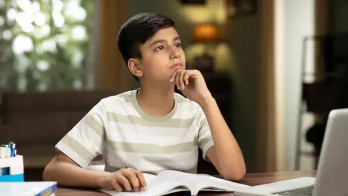 Indian kid studying